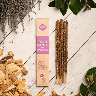 Incenso naturale a bastoncino fatto a mano Palo Santo con Violetta