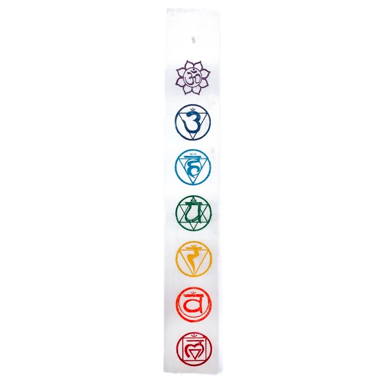 Brucia incenso rettangolare in selenite 7 Chakra