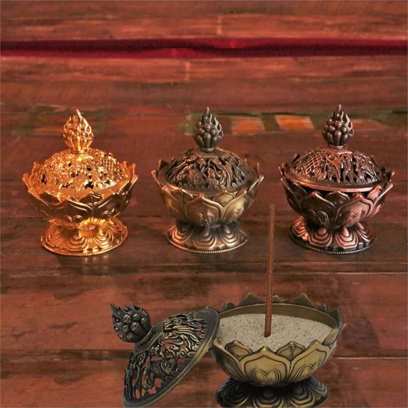 Brucia incenso color bronzo Loto