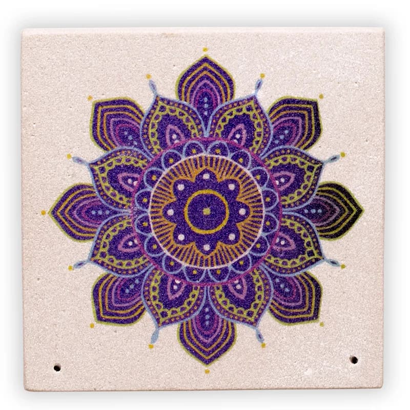 Brucia incenso quadrato in arenaria fiore Mandala