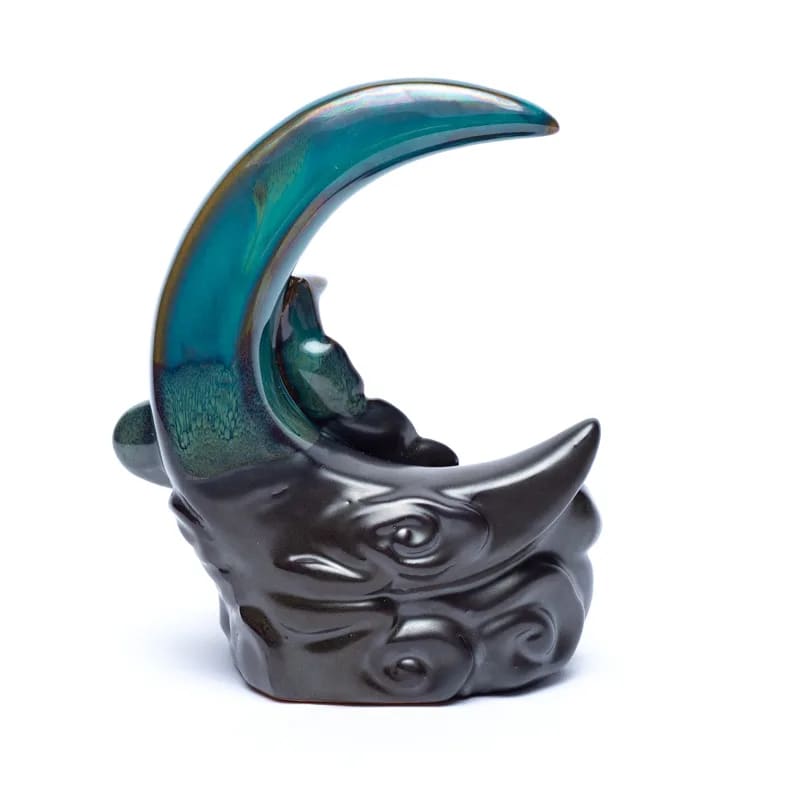 Brucia incenso fontana a riflusso in ceramica con luna