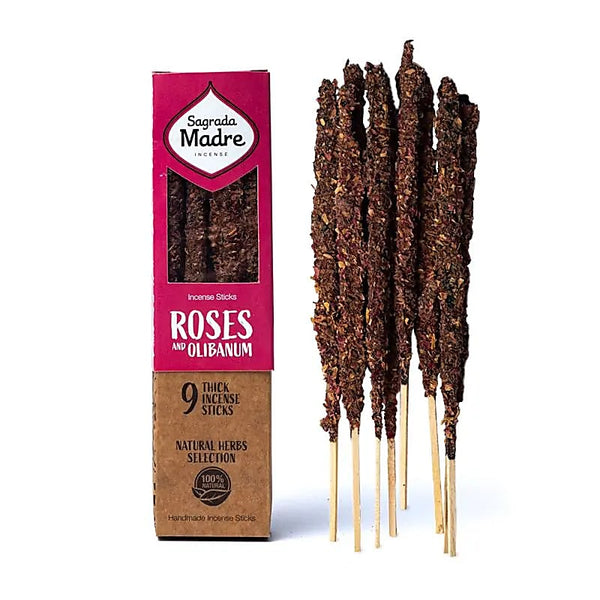 Incenso naturale a bastoncino fatto a mano alle erbe Rosa e Olibano