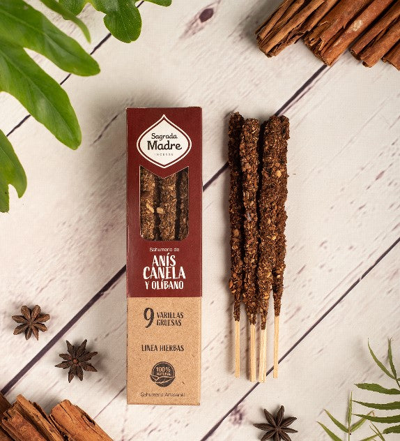Incenso naturale a bastoncino fatto a mano Herbas Cannella Anice e Olibano