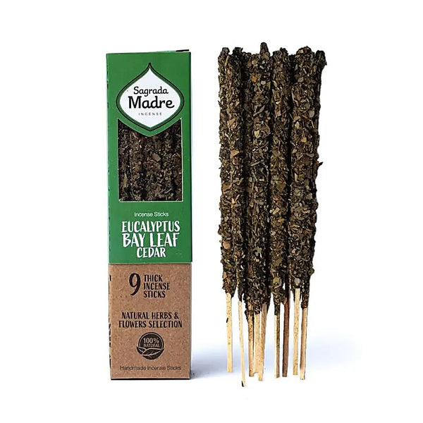 Incenso naturale a bastoncino fatto a mano alle erbe Eucalipto Alloro e Cedro