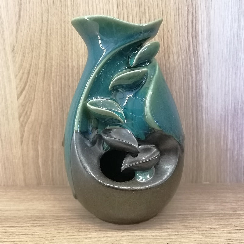 Brucia incenso fontana a riflusso in ceramica ovale h.17