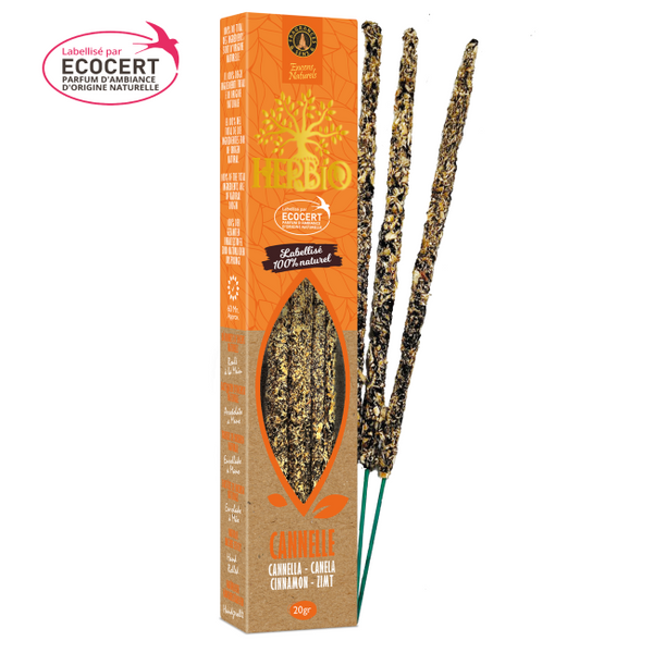 Incenso naturale a bastoncino smudge Ecocert Herbio Cannella