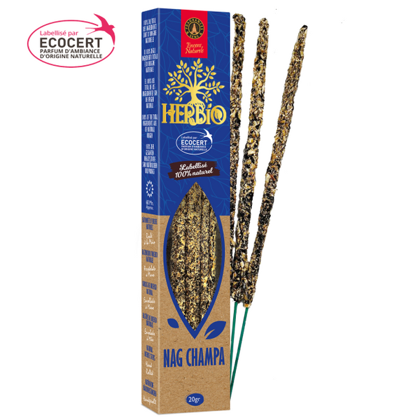 Incenso naturale a bastoncino smudge Ecocert Herbio Nag Champa