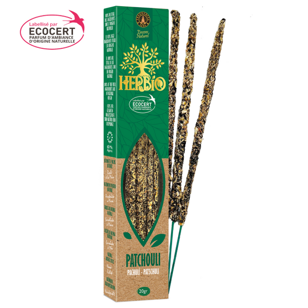 Incenso naturale a bastoncino smudge Ecocert Herbio Patchouli