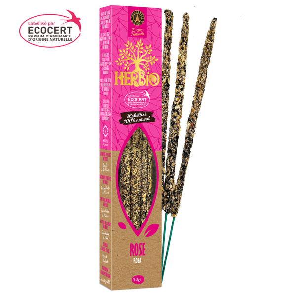 Incenso naturale a bastoncino smudge Ecocert Herbio Rosa