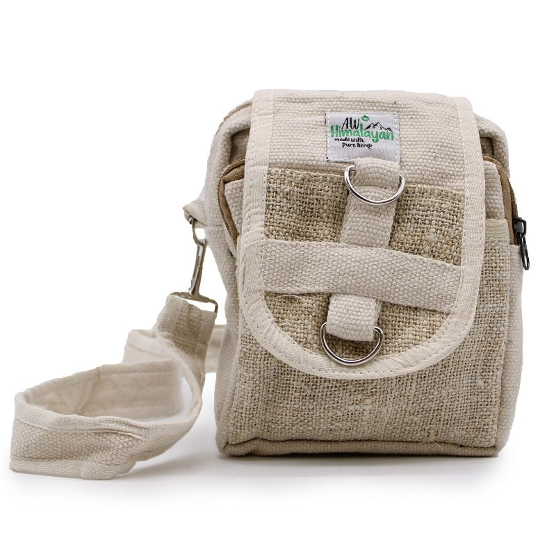 Borsello in Canapa e Cotone con 2 settori con zip e 2 tasche