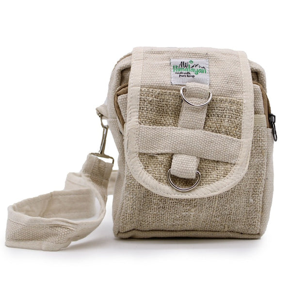 Borsello in Canapa e Cotone con 2 settori con zip e 2 tasche