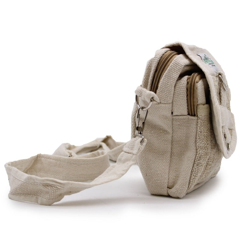 Borsello in Canapa e Cotone con 2 settori con zip e 2 tasche