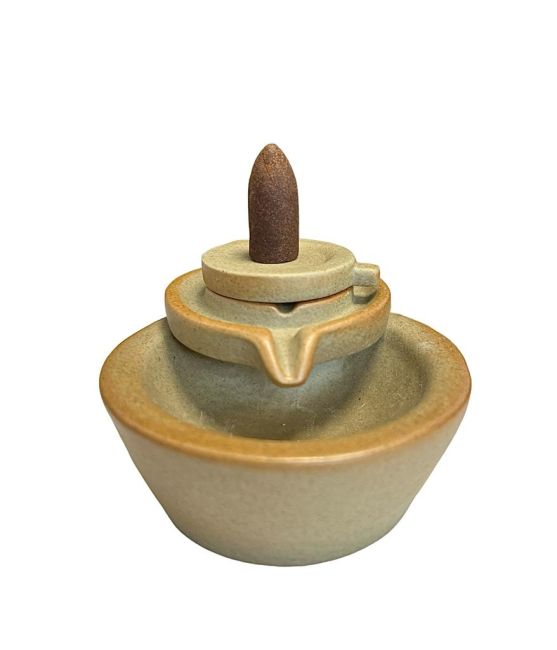 Brucia incenso fontana a riflusso in ceramica vecchia riseria 10 cm