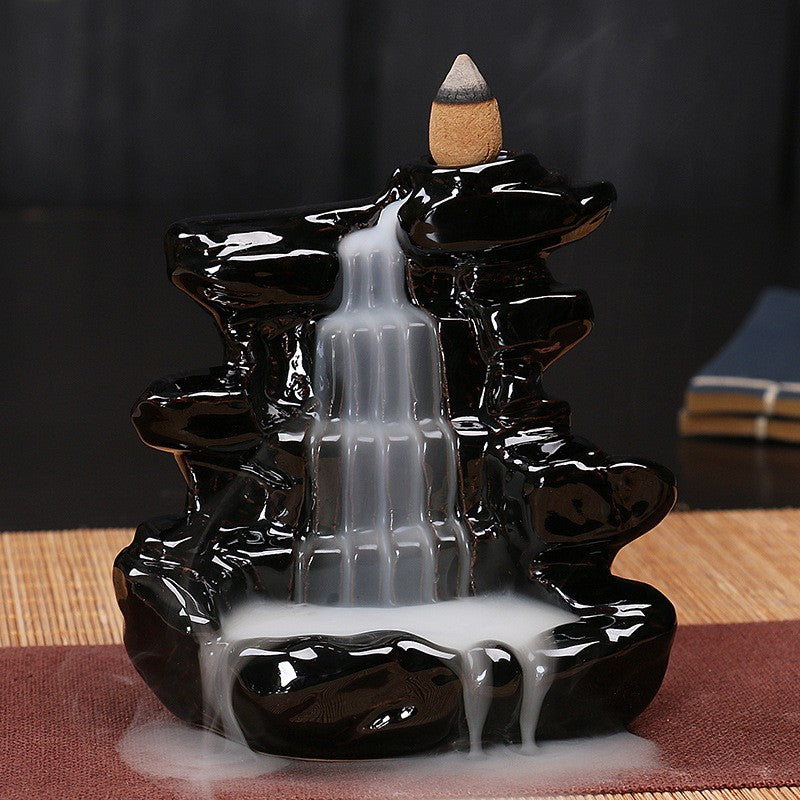 Brucia incenso fontana a riflusso in ceramica a cascata