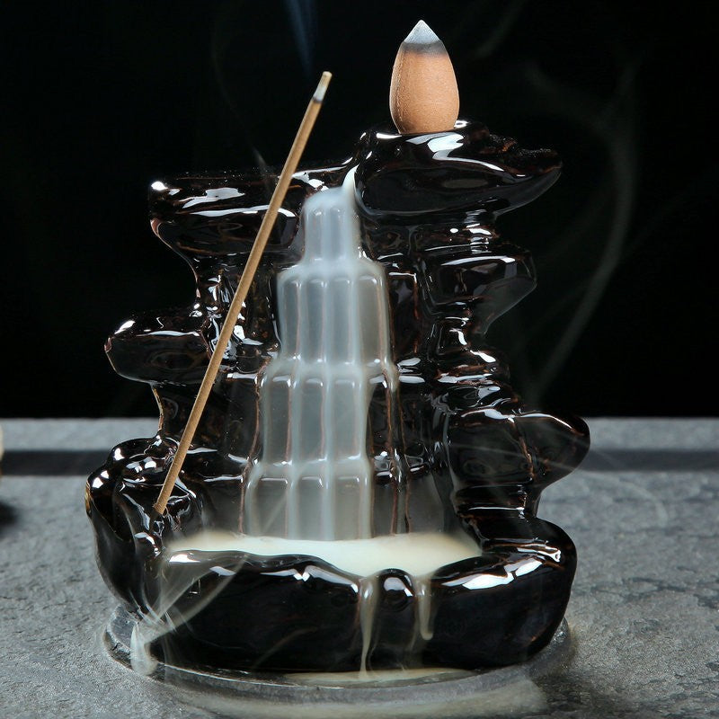 Brucia incenso fontana a riflusso in ceramica a cascata