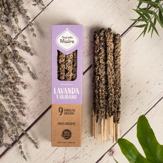 Incenso naturale a bastoncino fatto a mano Hierbas Lavanda e Olibano