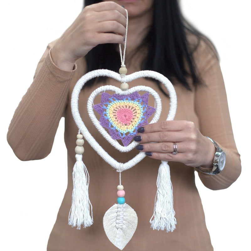 Acchiappasogni a cuore multicolore 19x35 cm