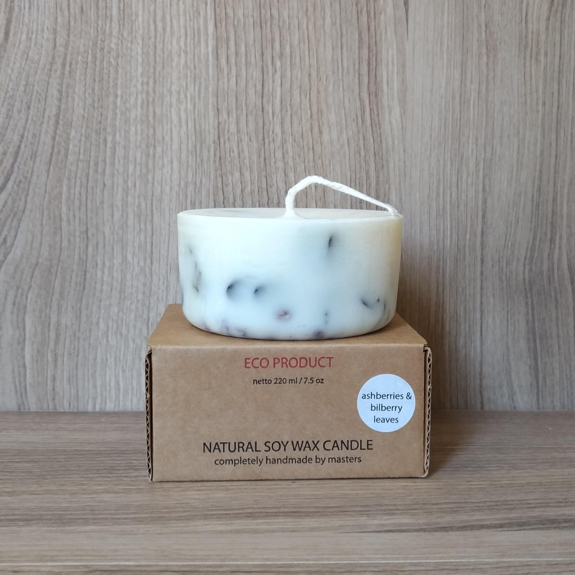 CANDELA IN CERA DI SOIA - ASHBERRY E BILBERRY - Bio Boutique della Bellezza