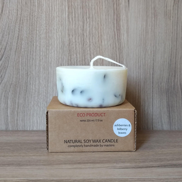 CANDELA IN CERA DI SOIA - ASHBERRY E BILBERRY - Bio Boutique della Bellezza